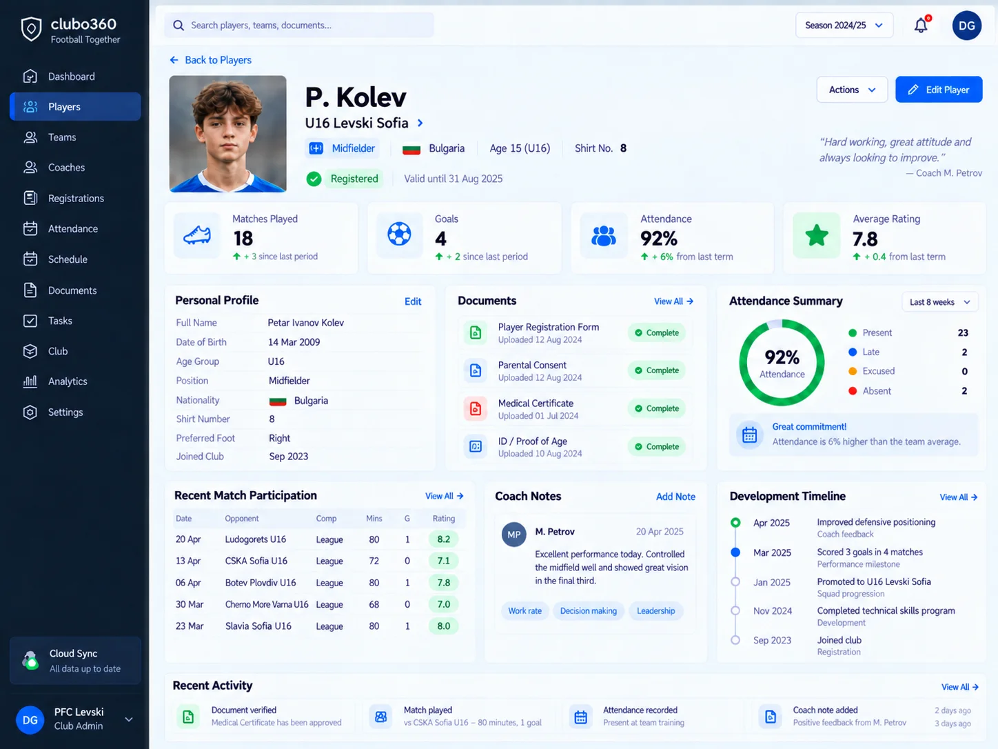 Multi-club football management platform by clubo360