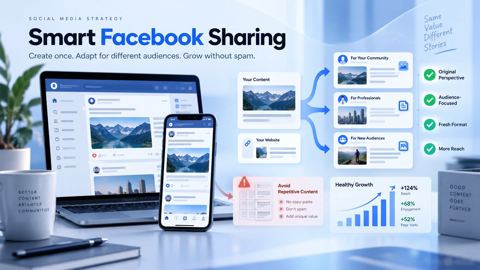 How to Share Properly on Facebook in 2026 – Reach, Spam Signals and Original Content